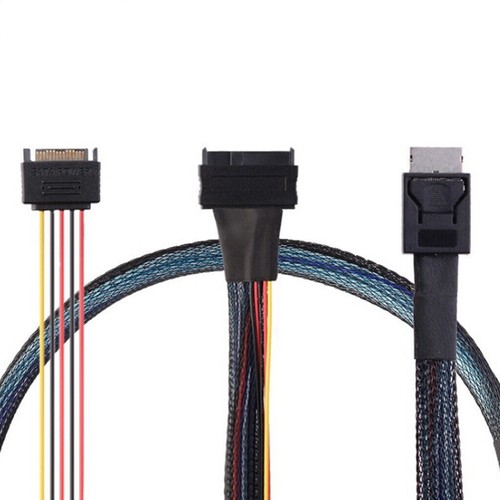 Câble PCIE pour Oculink SFF 8611 4I vers U.2 SAS SFF 8639 SATA 15P Power Server Neuf - Photo 6/6