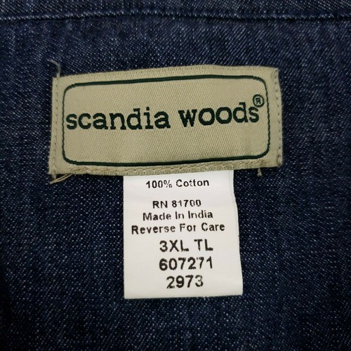 3XLT Denim Shirt Mens Blue Short Sleeves Scandia Woods Cotton Tall XXXLT Button - Picture 4 of 12
