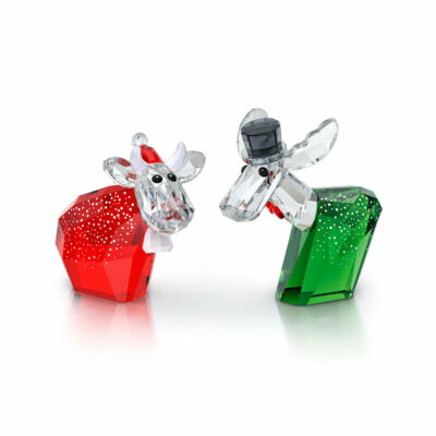 NIB Sparkling Swarovski Crystal Mo & Ricci Holiday Annual Edition Set 2 Figurine