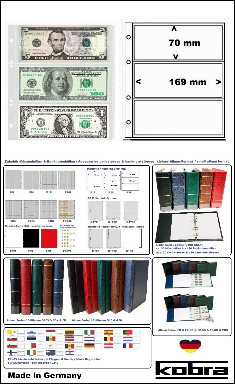 Banknotenalbum-Blau-LUXUS-wattiert-KOBRA-CSX-B-leer zum selbst befüllen