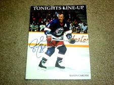 Randy Carlyle Winnipeg Jets Autographed Game Notes Magazine 2/19/92     COA