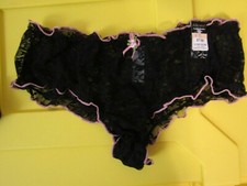VINTAGE -Delicates Black Lace Pink Panties Size 7    NEW WITH TAGS
