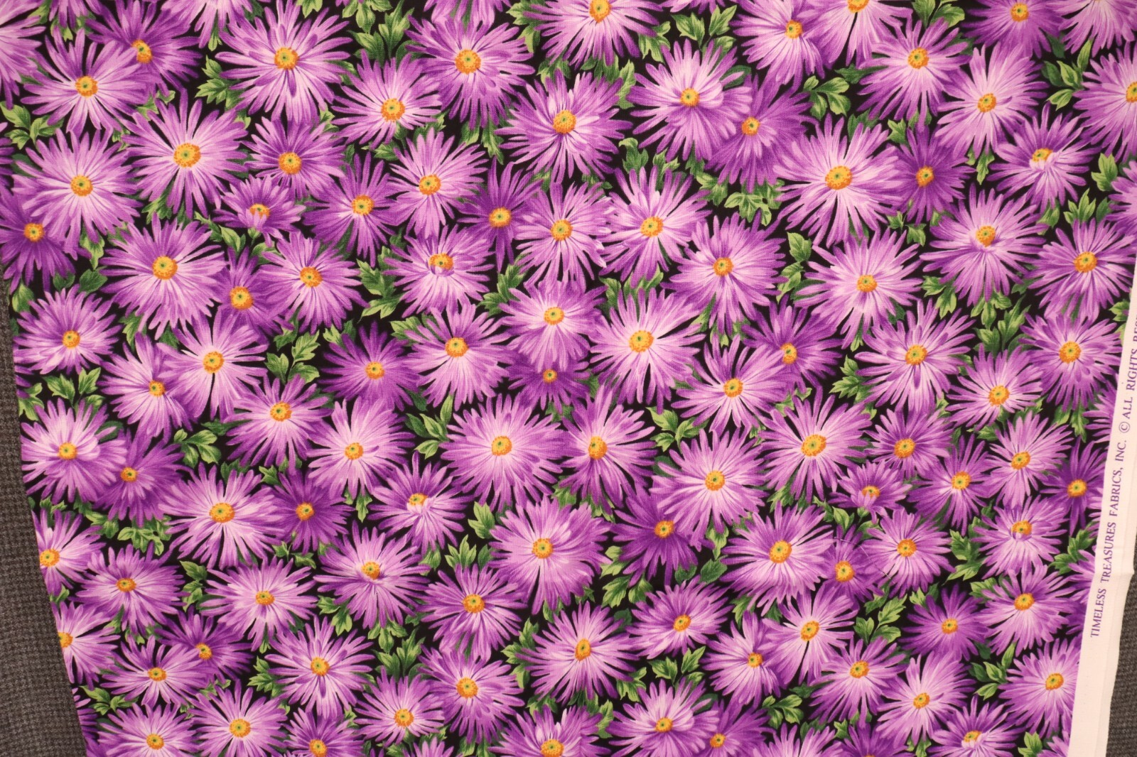 36"L x 44" FLEUR by Timeless Treasures Fabric Purple Daisy Flowers ...