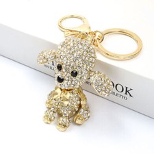 Cute Creative Rhinestones Poodle Keychain Handbag Purse Keys Decoration Jewel NN