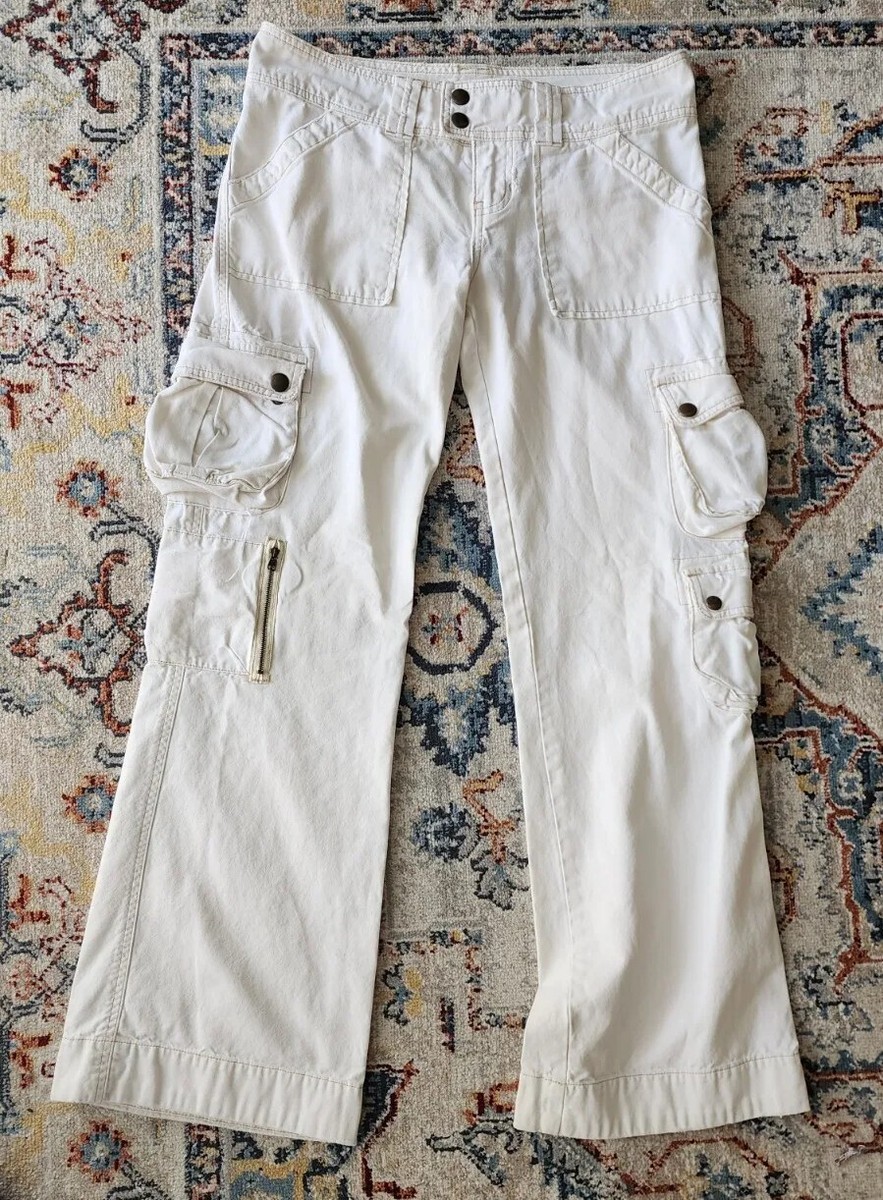 VTG Y2K Abercrombie Fitch Pants White Cargo Baggy Low Rise Kids 16
