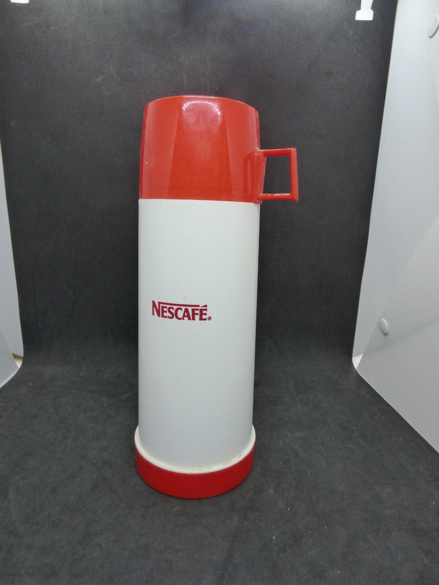 Vintage Retro NESCAFE Thermos Red White Flask Hot Cold