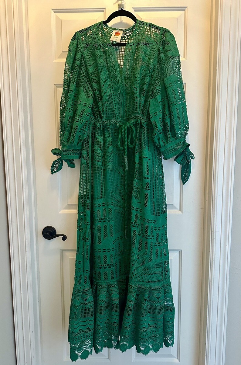 green emerald velvet dress Red Morada Boa Guipure Maxi Dress – FARM Rio main image 0