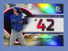2023 Bowman Bowman Scouts Top 100 Evan Carter #BTP-42 Texas Rangers