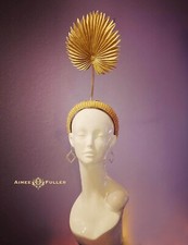 Aimee Fuller Golden Palm Royal Ascot Fascinator Kentucky Derby Hat Metallic Gold