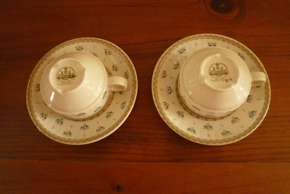 2 grandes tasses à café bistrot ceranova décor main, porcelaine allemande - Photo 3/4
