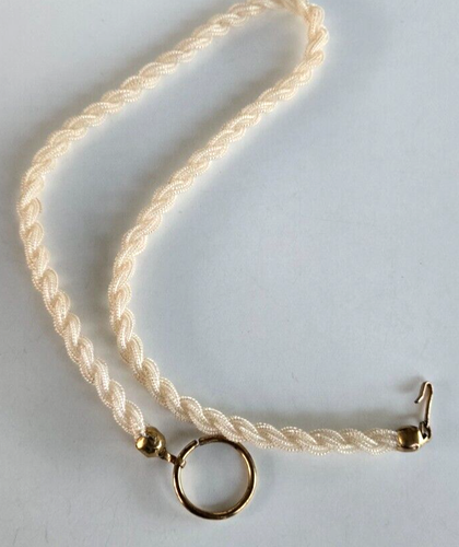 Vtg Dress Zipper Pull Brass 23" Zip It Yourself Plastic Beige Twist Braid Cord - Picture 3 of 7