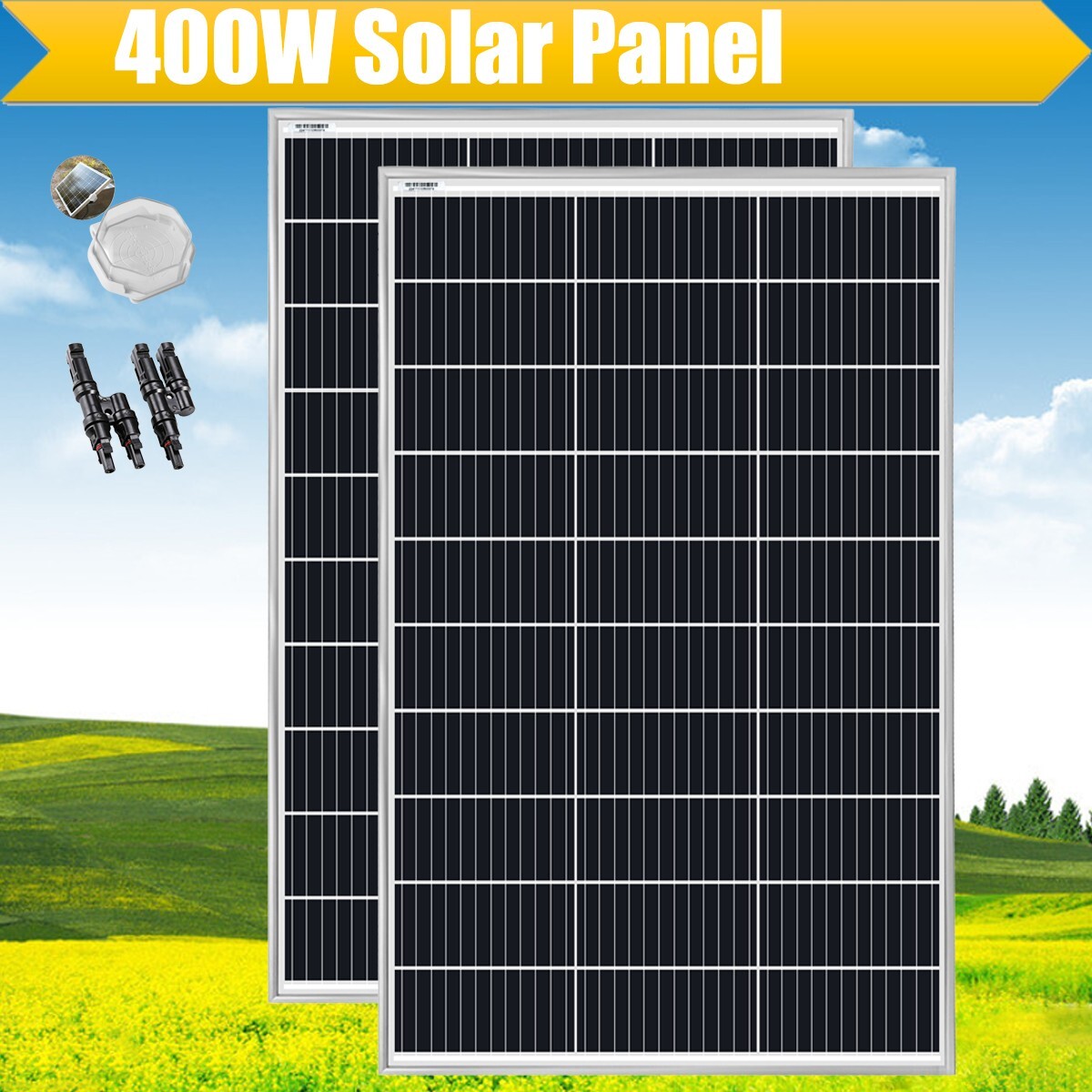 12V 100W 170W 200W  340W 400W Monocrystalline Solar Panel RV Home Roof Boat Car. Available Now for $25.40