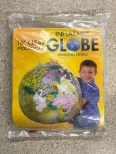 NEW Political World Map Inflatable Globe Educational Learning 16" Clear Ball
