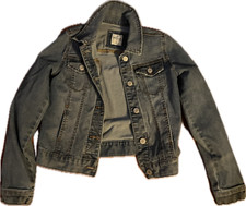 Mudd Girls blue denim Jacket 12 Button Front Cropped 17 long, 28 chest, 14 ptp