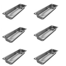 AcMax 6 Stück GN 2/4 Gastronormbehälter GN Behälter Edelstahl Tiefe 65 mm 