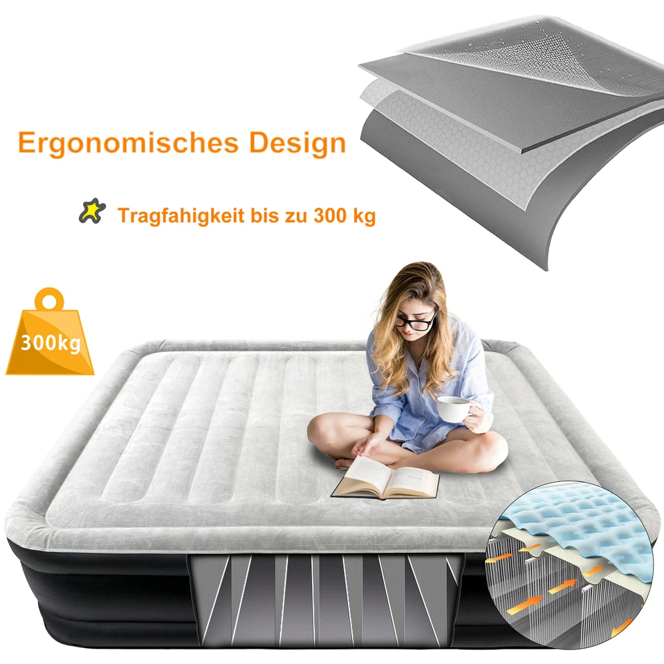 Luftbett selbstaufblasend Gästebett Luftmatratze mit Pumpe Reisebett 1/2 Person - Bild 3 von 4
