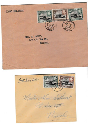 NS23 TWO KUT 1952 ROYAL VIST ISSUE FIRST DAY COVERS POSTED TO NAIROBI