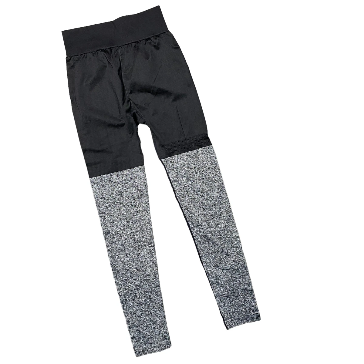 GYMSHARK Womens Small Seamless Leggings Two Tone Colorblock Black Gray  Active