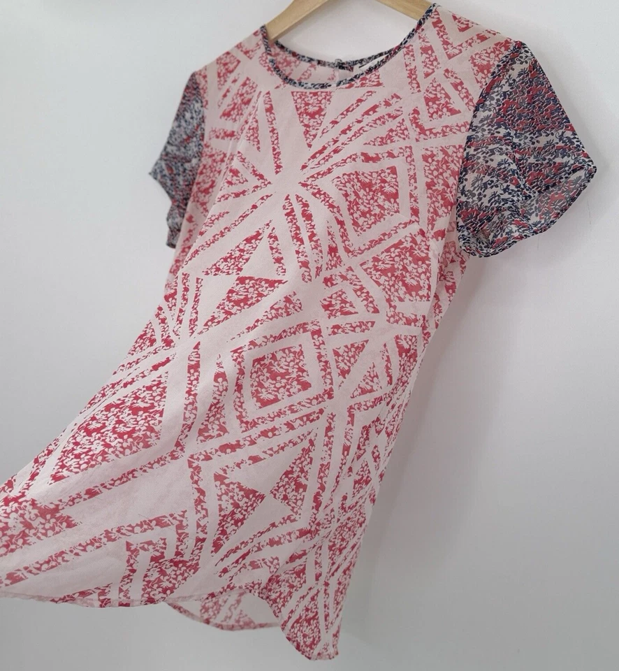 Blusa Top Transparente Floral Geométrica Coqueta CAbi Para Mujer Talla Pequeña, Preppy Carrera Foto 4 de 4