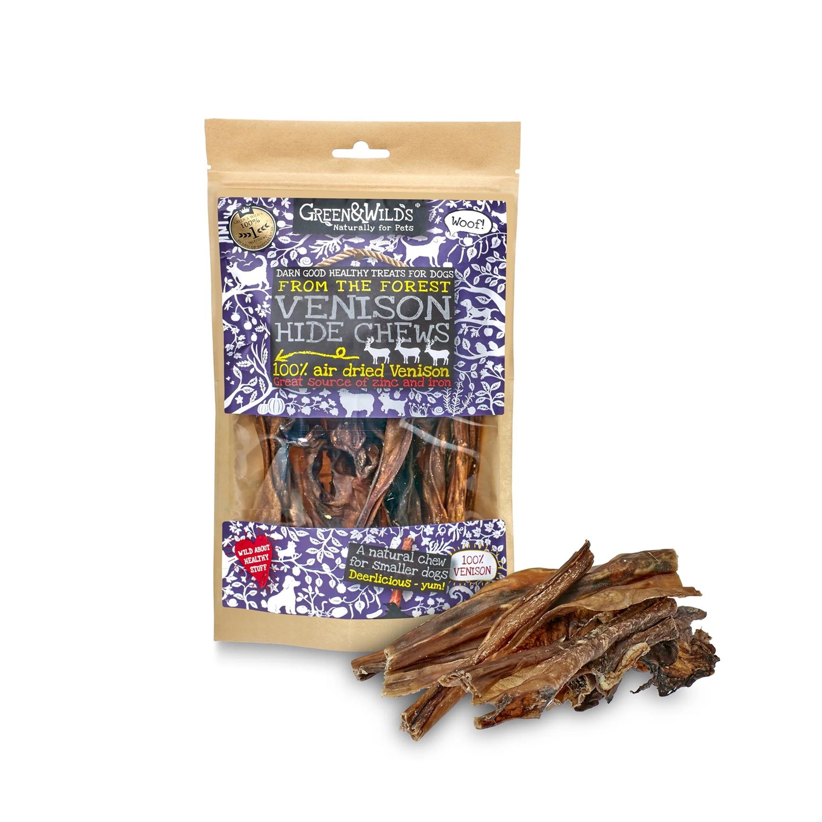 Green & Wilds Eco-Friendly Natural Dog Treats -  Venison Hide Chews