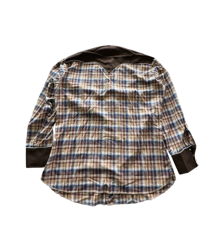 Camisa H Bar C Ranchwear Perla Botón a Presión Vintage L Vaquero Rodeo SIN CUELLO Foto 2 de 4