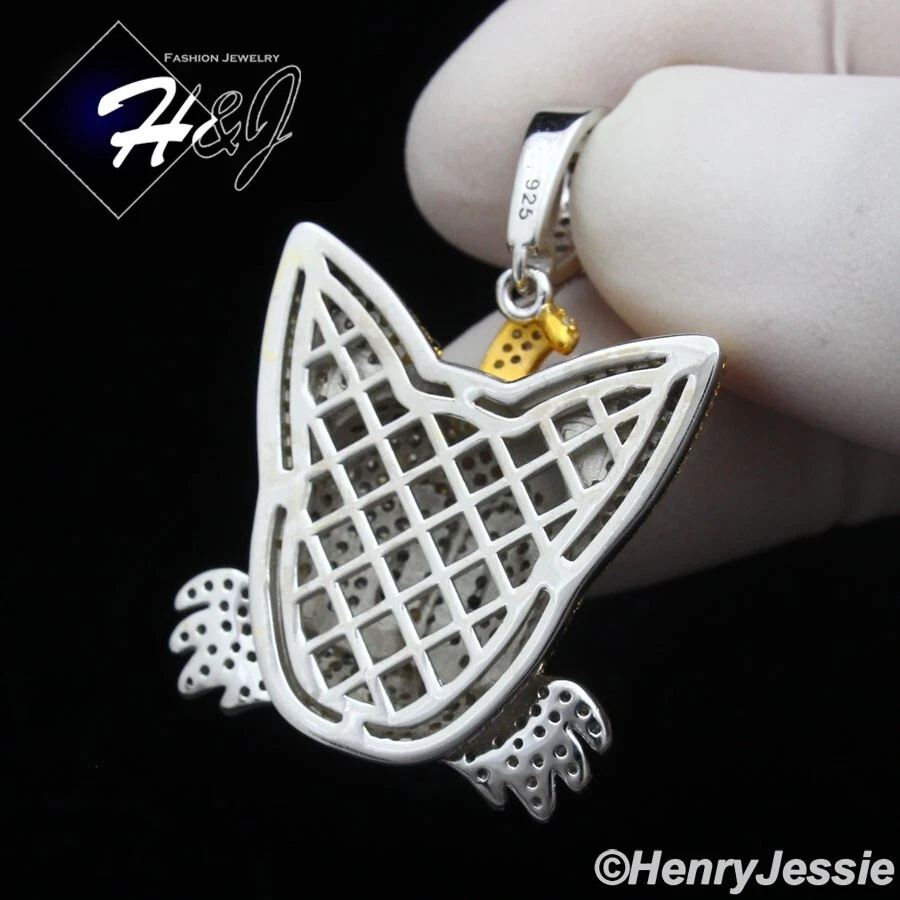 925 STERLING SILVER FULL ICY BLING CZ SONIC MILES TAILS PROWER PENDANT*SP399 - Image 3 of 4