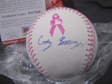 Cody Bellinger autographed signed Breast Cancer Pink baseball Yankees PSA COA