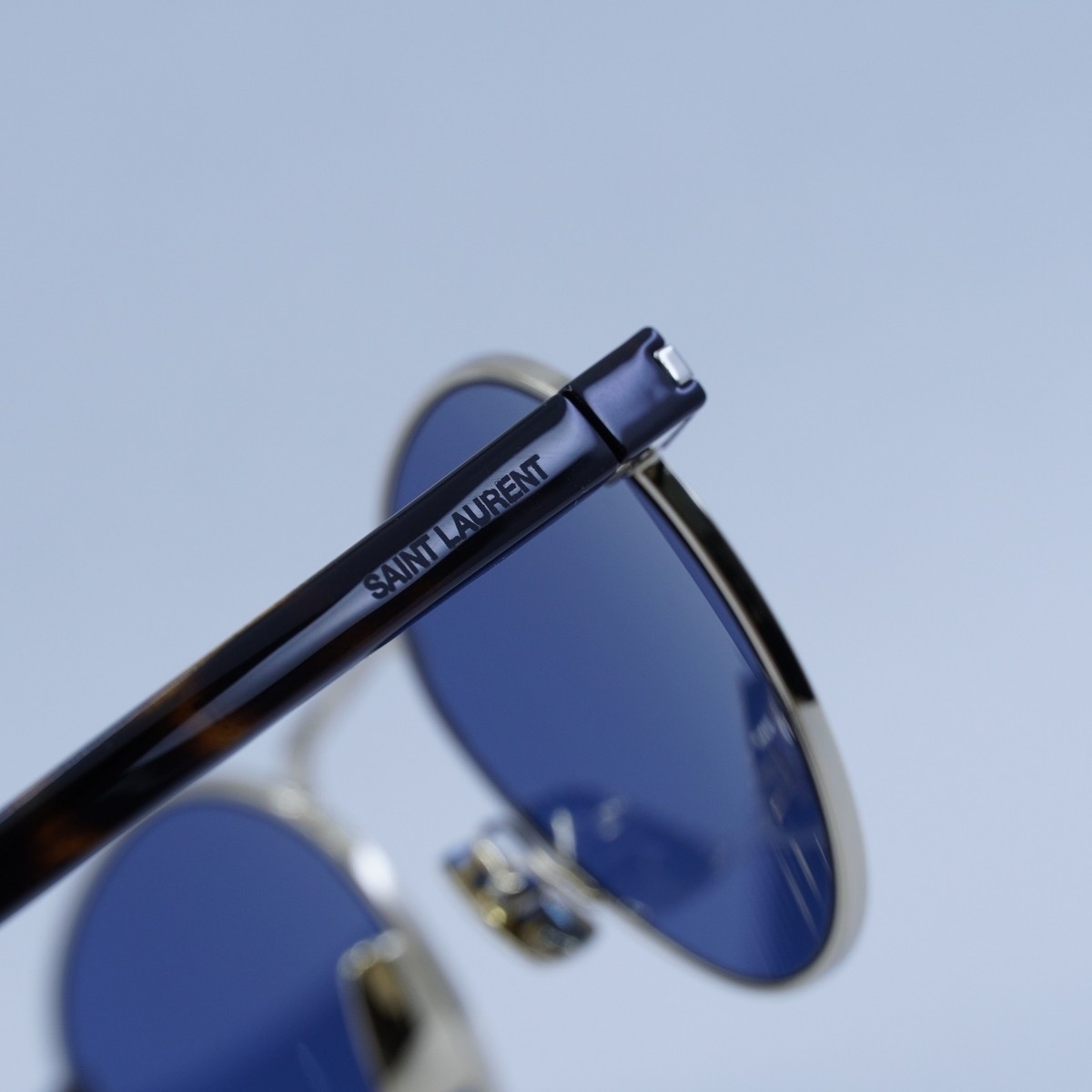 Saint Laurent SL707 004 Sunglasses Gold/Havana Round Frame, Blue Lenses Saint Laurent Sunglasses Men main image 2