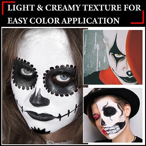 Halloween Cosplay SFX Makeup Black + White Face Body Paint Special Effect - Picture 6 of 7