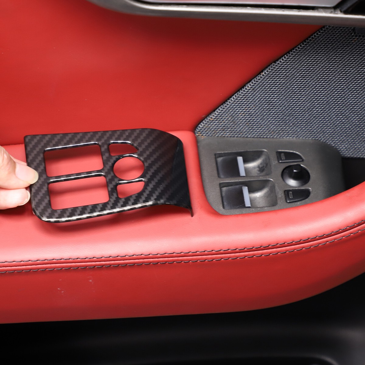 ABS Carbon Fiber Window Lift Panel Trim Cover Set Fits Jaguar F-Type 2013-2024