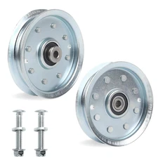 (2-Pack) Exact Replacement 4 7/8" Flat Idler Pulley (Silver) - OEM Part Number 9