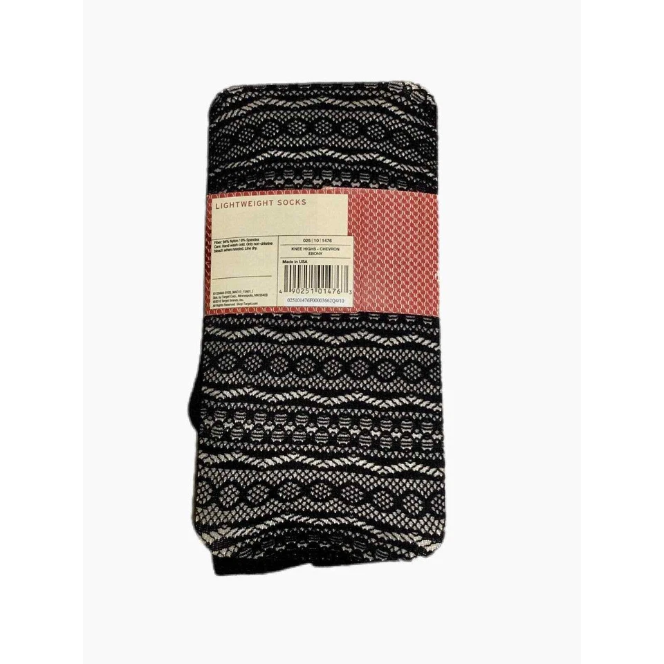 NUEVO Calcetines ligeros hasta la rodilla talla única Merona Collection red de encaje negro Foto 2 de 4