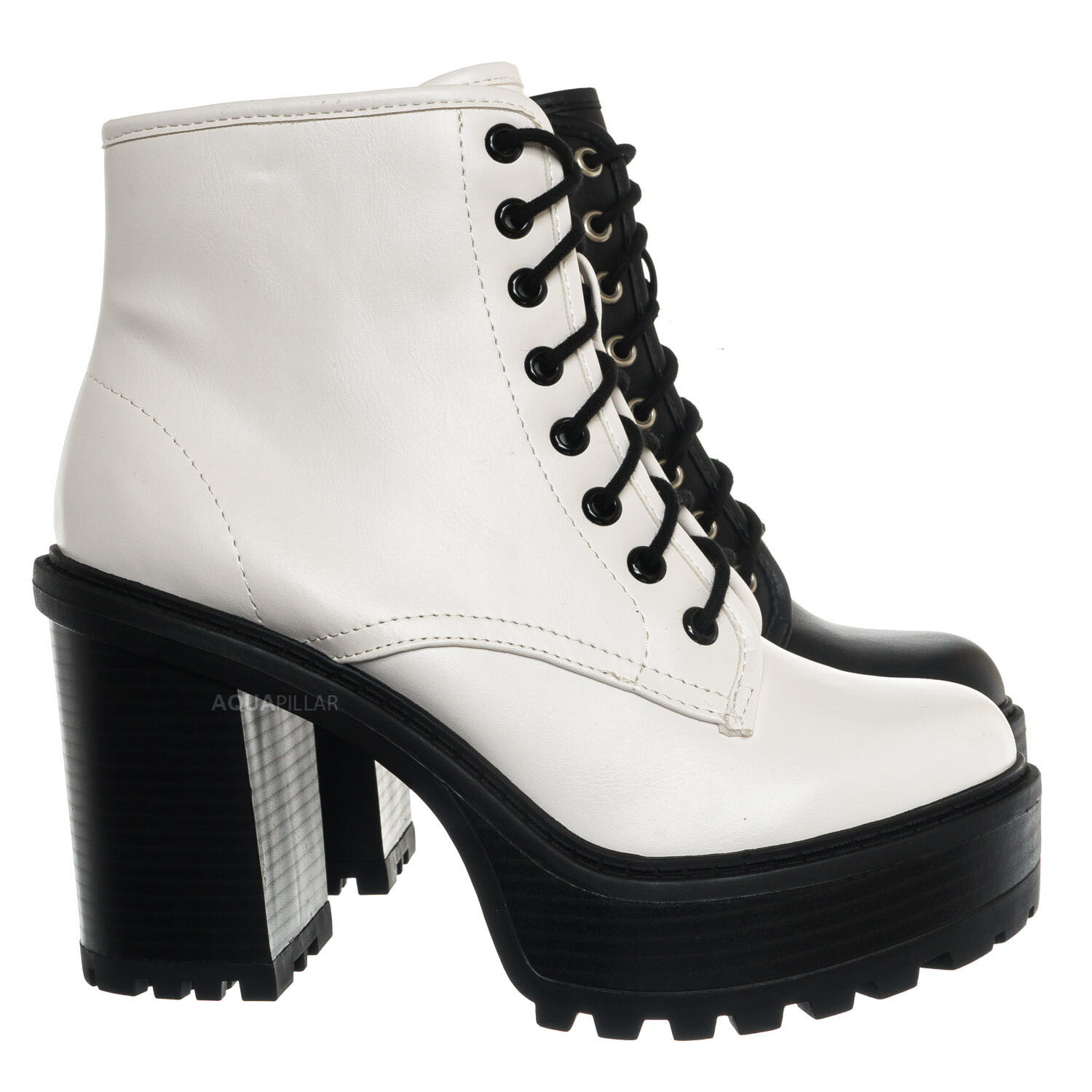 lace up block heel combat boots