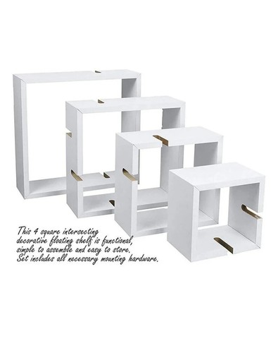 Modern Intersecting Wall Shelf/ Home Wall Decor Set of 4 in Red color / Home Dec - Picture 6 of 9