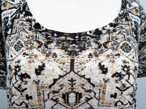 NWT Lucky Brand Women's Short Slv XL Tee Aztec Boho Inspired Black/Beige/White - Bild 5 von 14