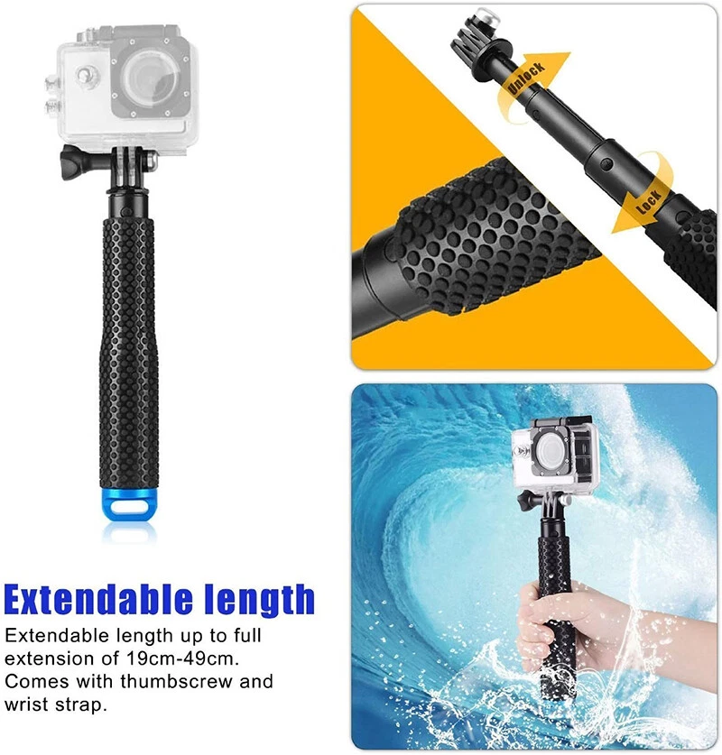 36" Selfie Stick Hand Grip Extension Pole for GoPro Hero 10 9 8 7 6 5 4 3+ 3 2 1 - Image 4 of 4