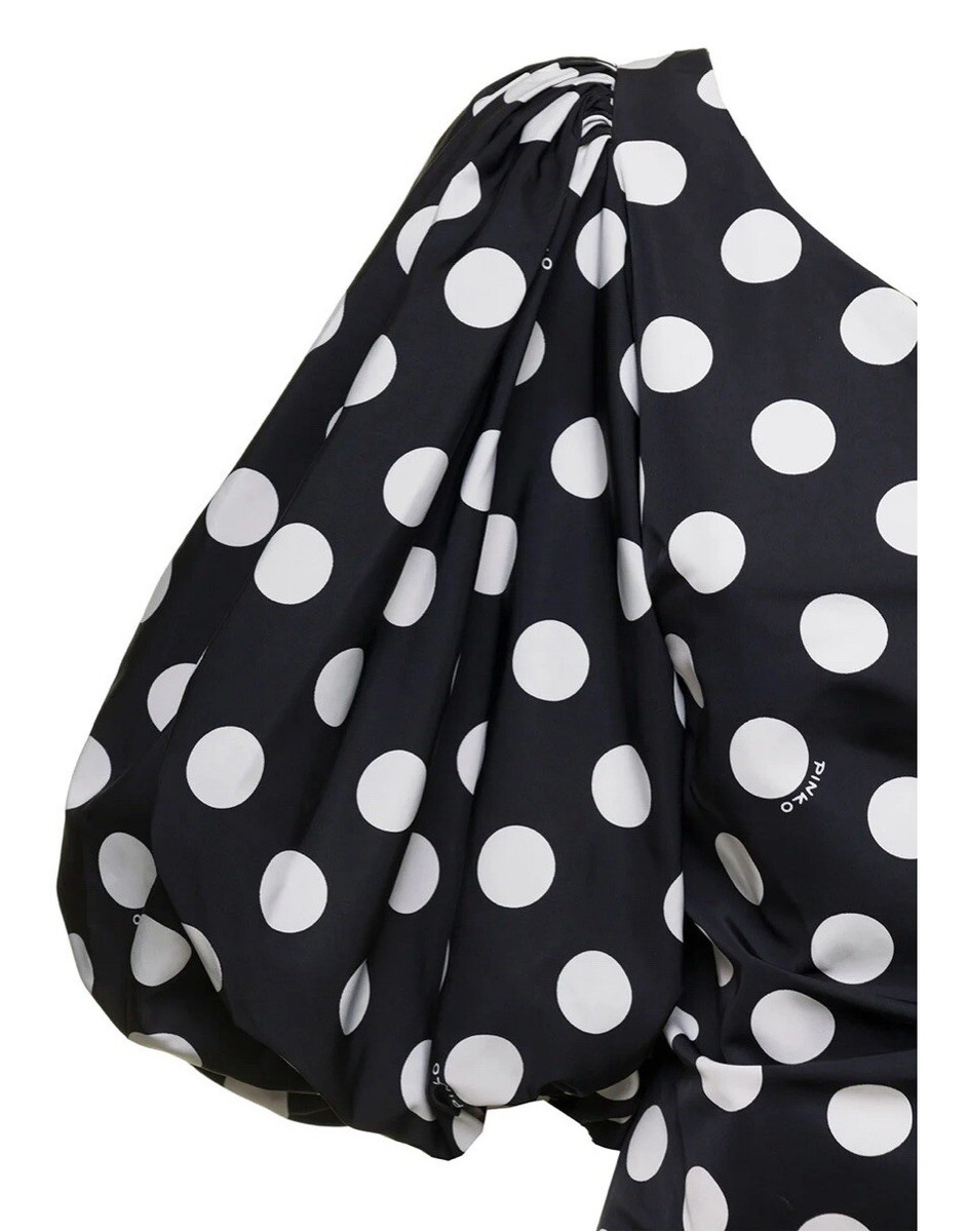 pinko polka dot dress Pinko Polka Dot-Print One-Shoulder Dress In Green - 60% Off