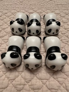 Ceramic Glazed Panda Bear Chopstick Rests Black And White