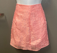 Pink Floral Applique Textured Mini Skirt US 8 Coquette Balletcore Daisy A-Line