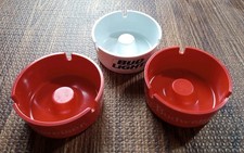 2 Vintage 1980's Budweiser Cherry Red 3 slot Ashtrays & 1 Bud Light White 