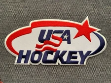 USA HOCKEY LOGO EMBROIDERED IRON ON PATCH (LARGE)—NEW!