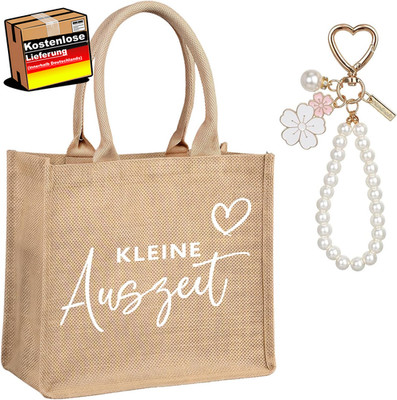 Wellness Geschenkset für Frauen mit Jutetasche und Kirschblüten-Schlüsselanhänge