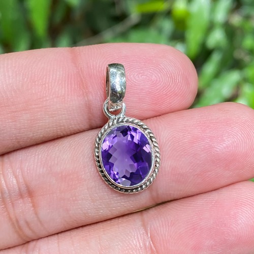 Birthstone Pendant 10x12 mm Oval Gemstone Jewelry, Silver Handmade Gift for Her - Picture 3 of 54