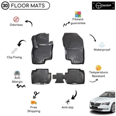 Vehicle Specific Rubber Floor Mat for Skoda Super B 2020