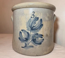 antique 19th century handmade Jacob Zipf stoneware crock Union pottery NJ jug