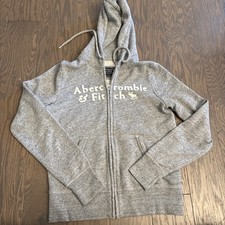 Abercrombie And Fitch Gray Full Zip Hooded Sweatshirt Y2K Womens Small S EUC