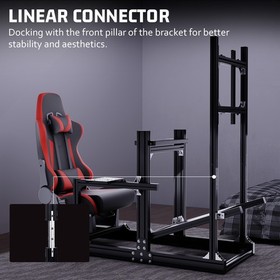 Hottoby 4080 Aluminum Racing Sim Cockpit With Red Seat & TV Stand Fits Logitech