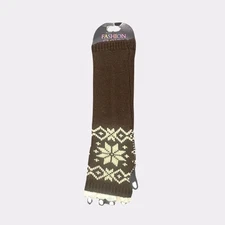Winter fairy knitted fingerless arm warmers in brown and cream 