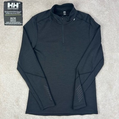 Helly Hansen Men s Lifa Merino Wool Midweight 1/4 Zip Black Baselayer Pullover M