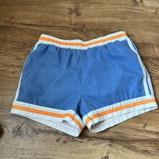 Vintage Kings Road Mens L 36-38 Blue Orange Swim Trunks Retro Swim Shorts